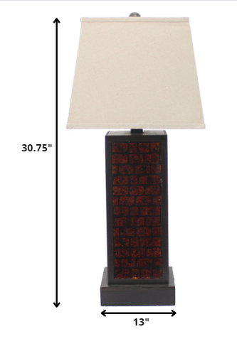 31" Black Metal Bedside Table Lamp With White Shade