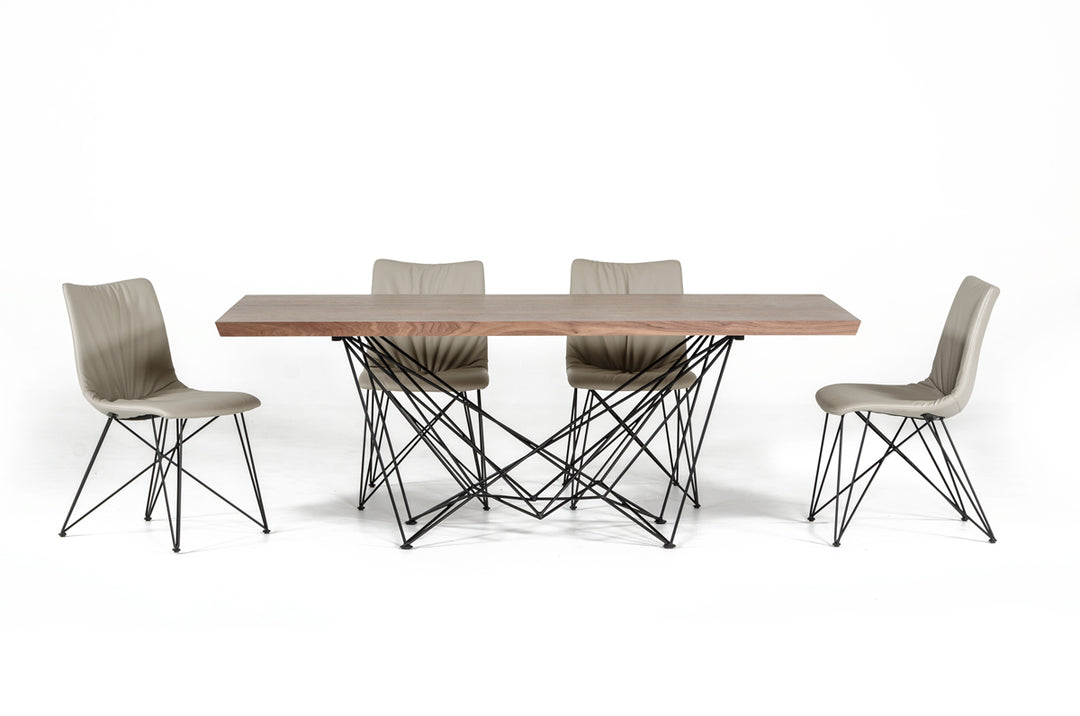 Light Brown And Black Solid Wood Rectangular Dining Table