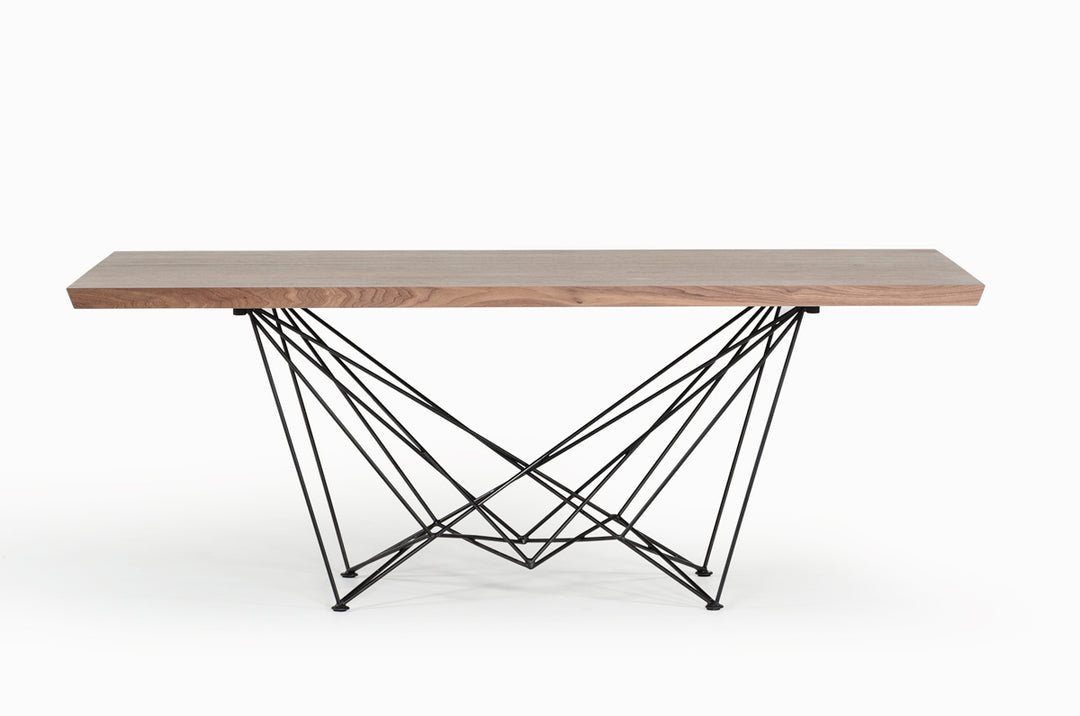 Light Brown And Black Solid Wood Rectangular Dining Table