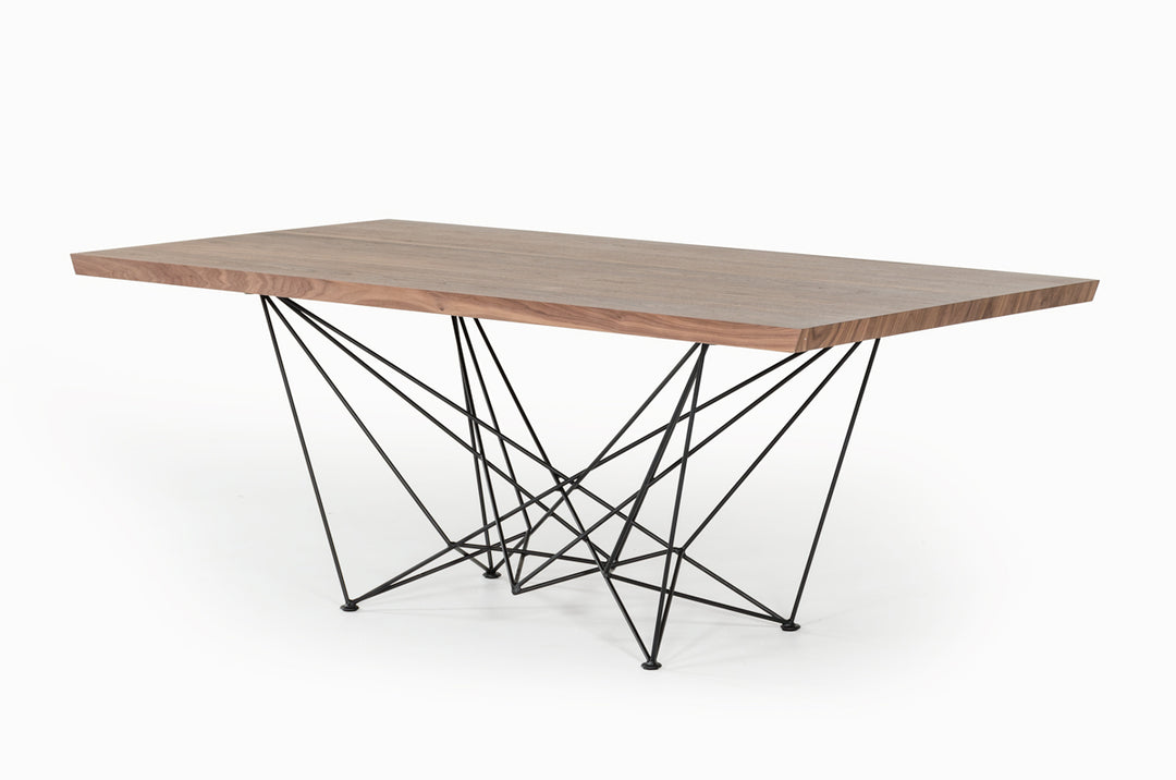 Light Brown And Black Solid Wood Rectangular Dining Table