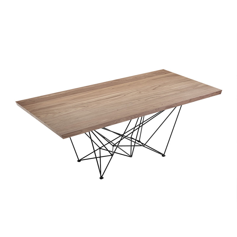 Light Brown And Black Solid Wood Rectangular Dining Table