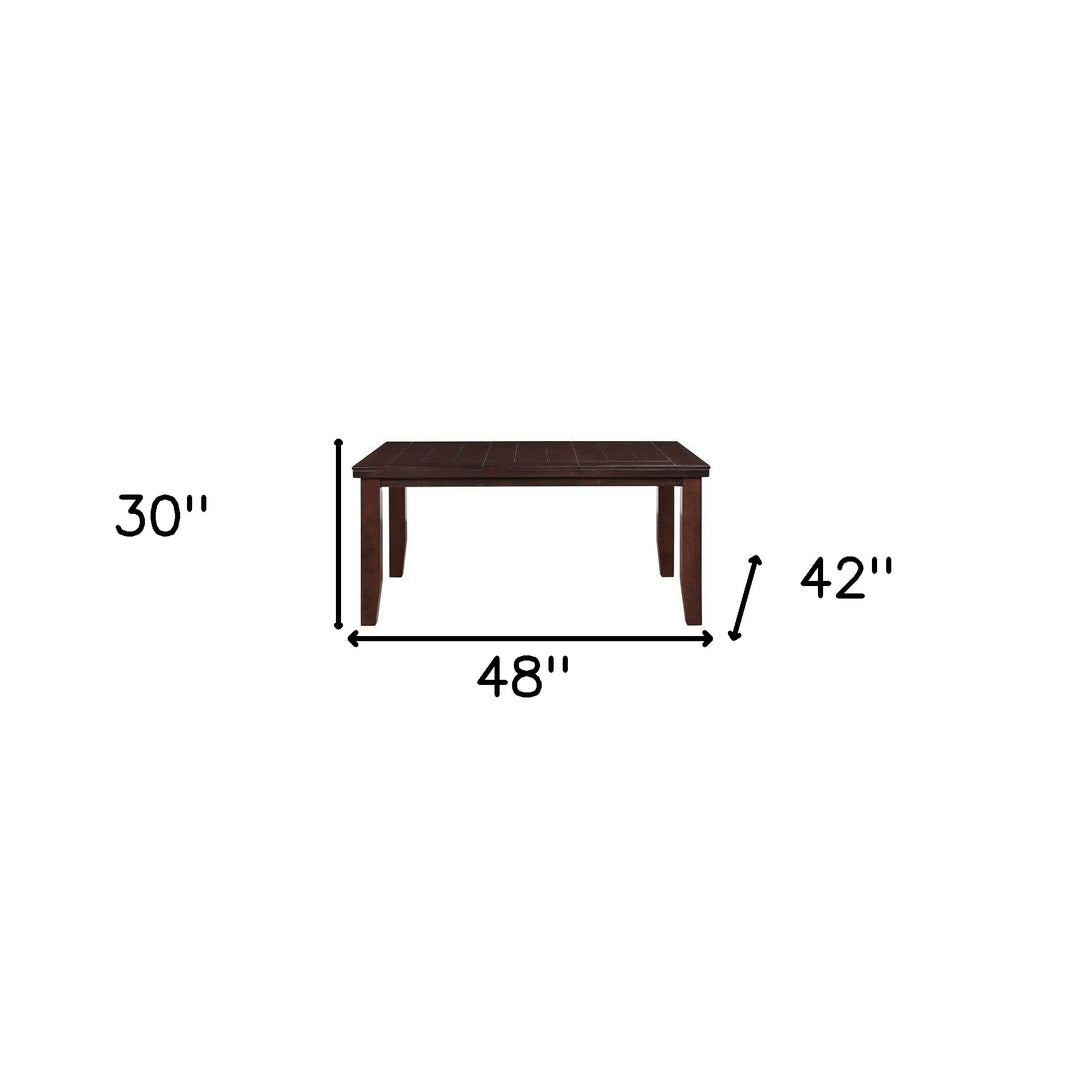 48" Dark Brown Rectangular Solid Manufactured Wood Dining Table