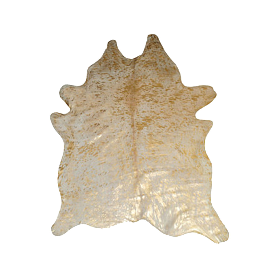 6' X 7'  Natural And Gold Genuine Cowhide Area Rug