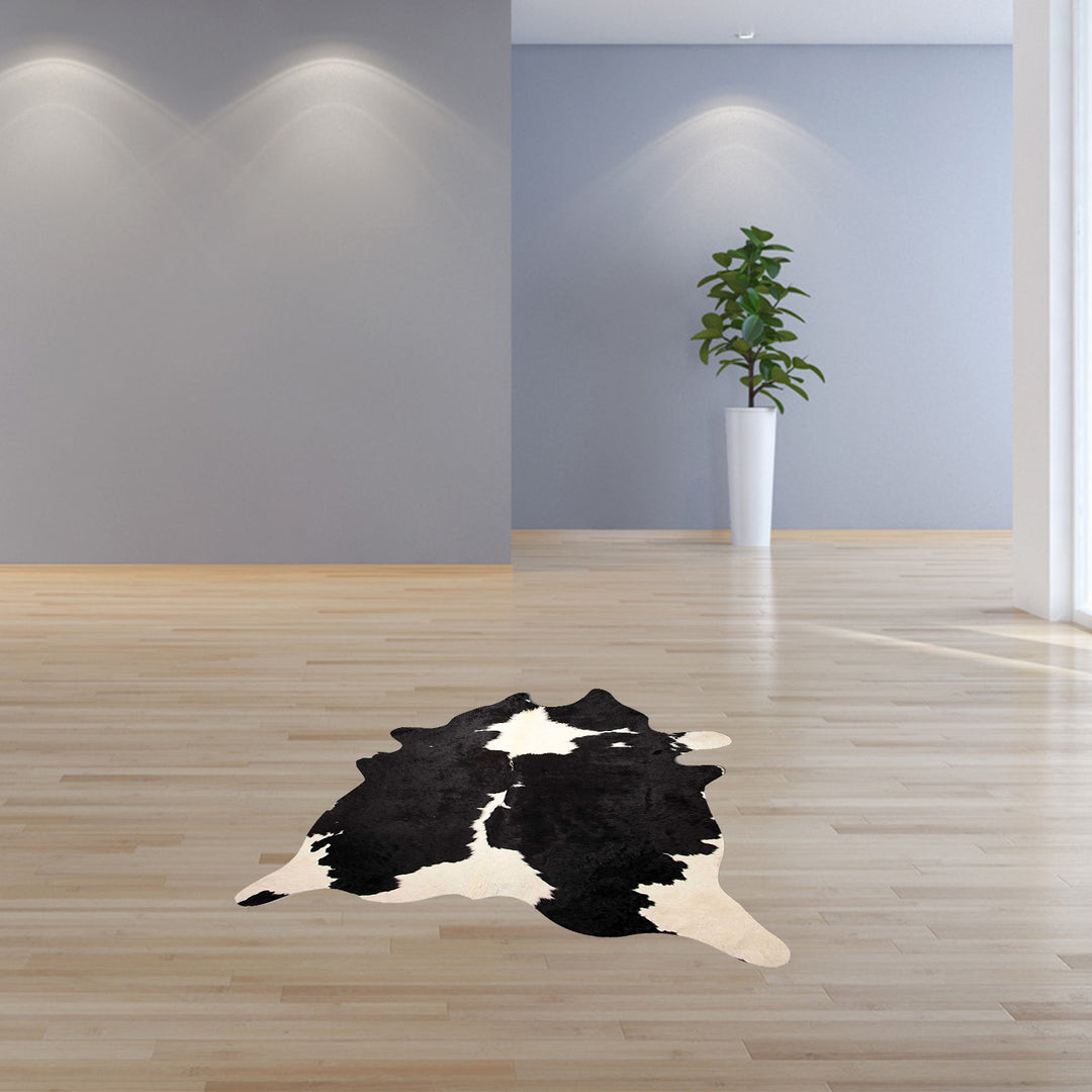 Black And White Cowhide Animal Print Area Rug