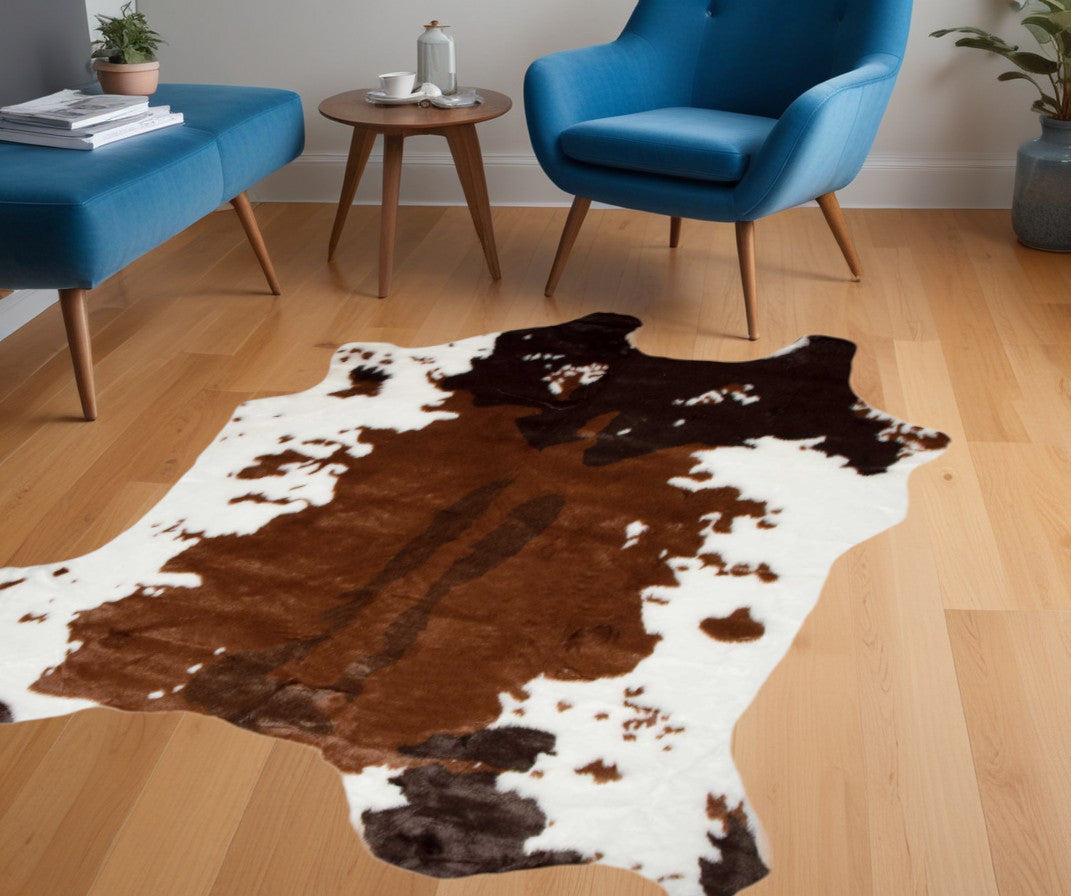 Brown And White Animal Print Area Rug