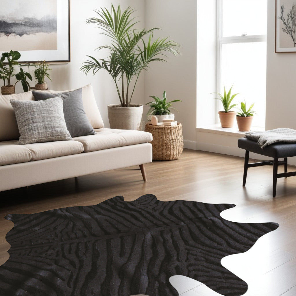 Black And White Cowhide Animal Print Area Rug