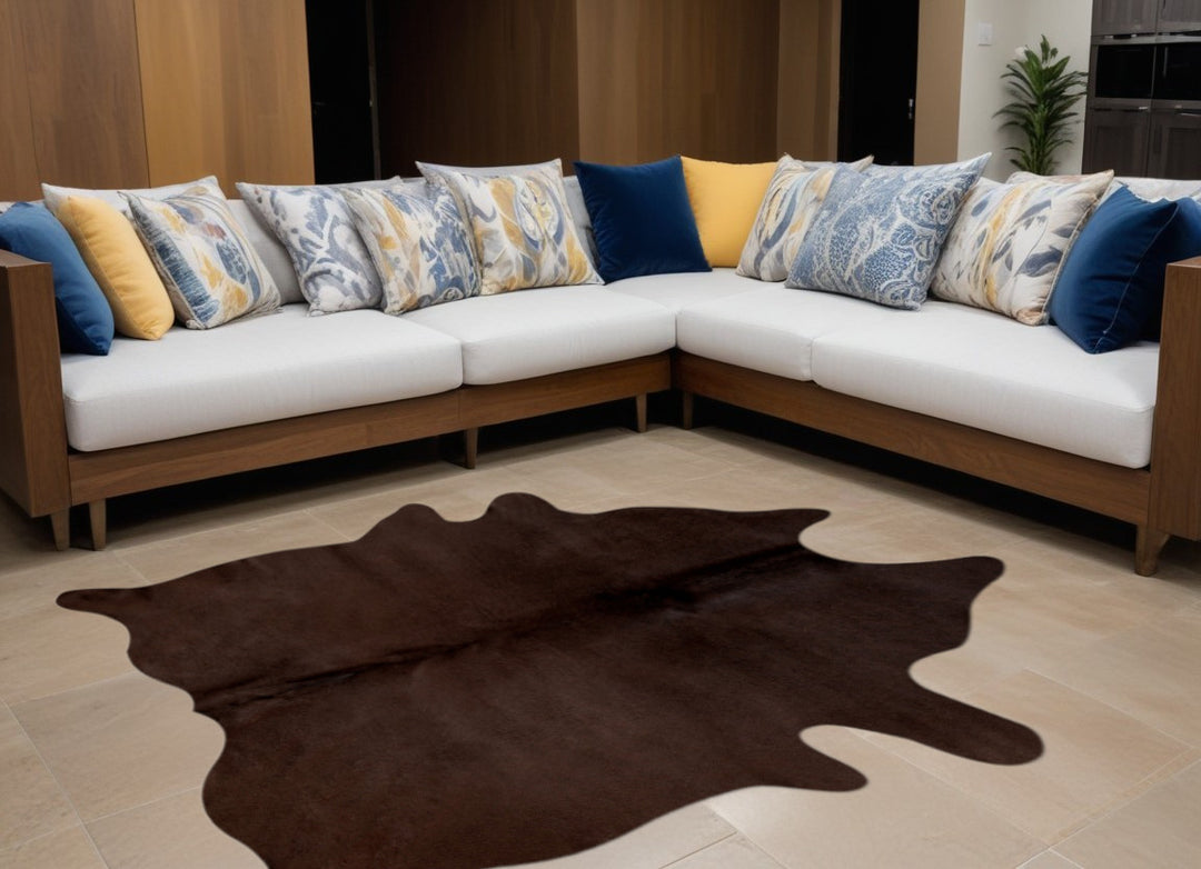 60" X 84" Chocolate And Gold Cowhide - Area Rug