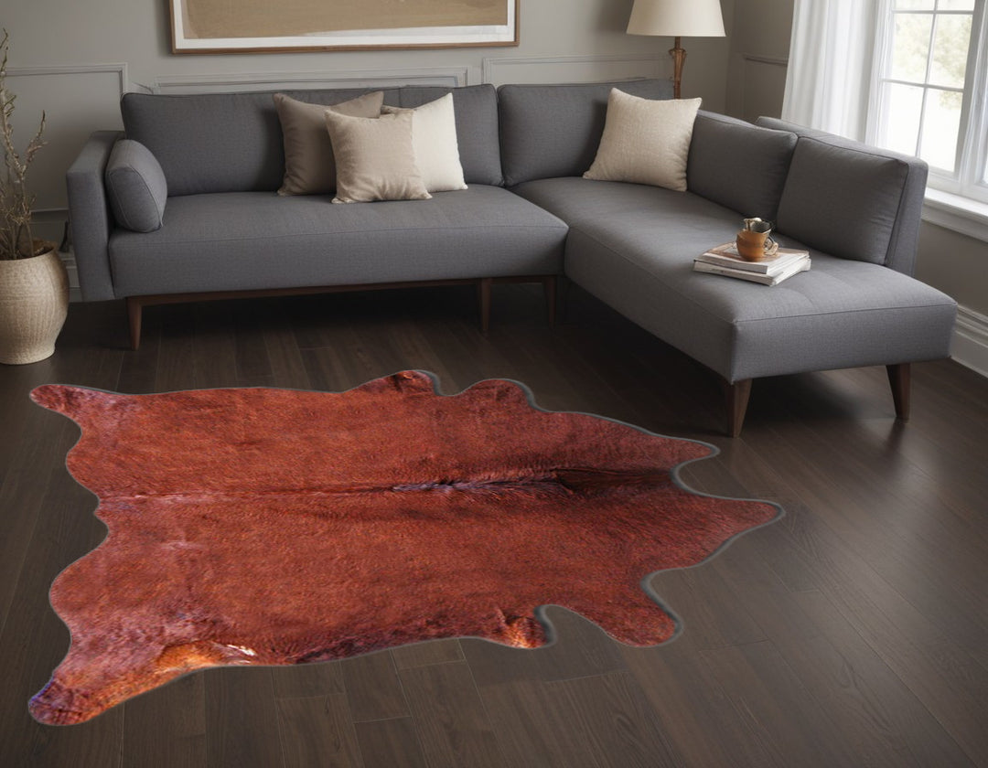 60" X 84" Chocolate And Gold Cowhide - Area Rug