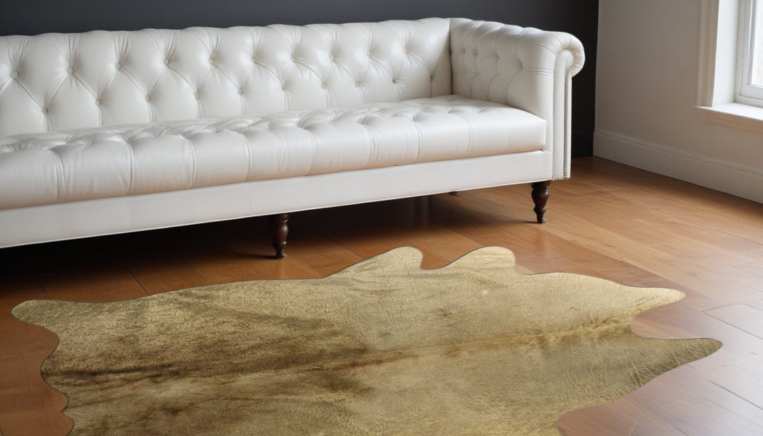 60" X 84" Chocolate And Gold Cowhide - Area Rug