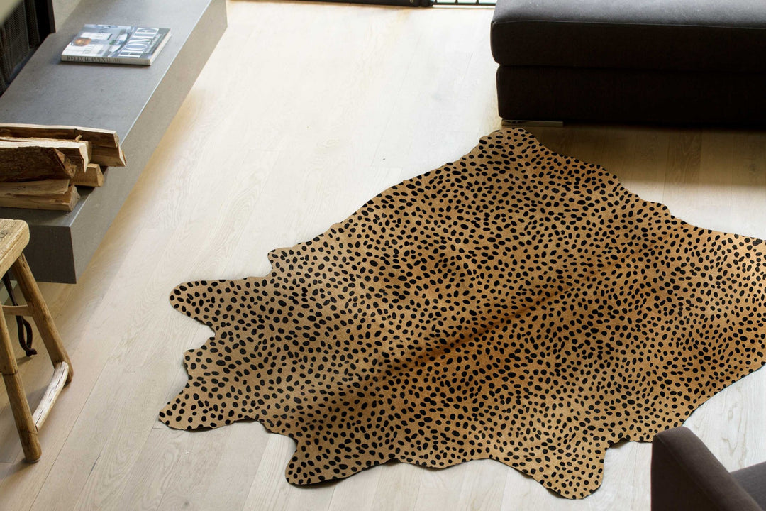 60" X 84" Chocolate And Gold Cowhide - Area Rug