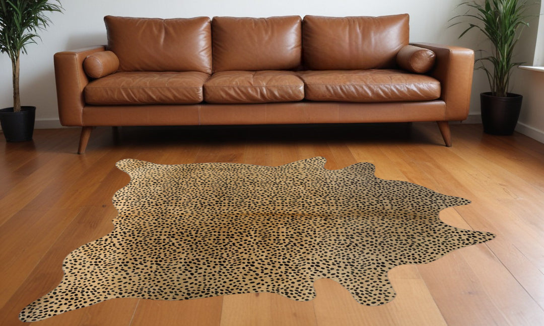 60" X 84" Chocolate And Gold Cowhide - Area Rug