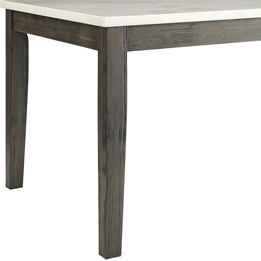 64-Inch White and Gray Marble Dining Table