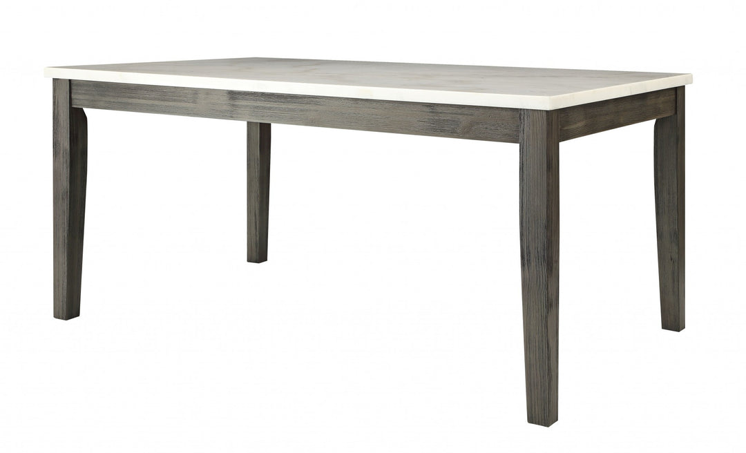 64-Inch White and Gray Marble Dining Table