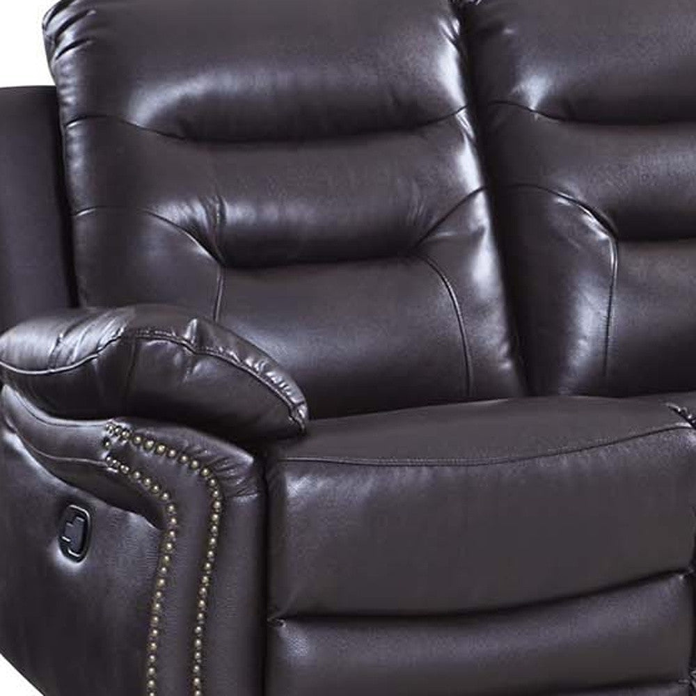 90" Brown Faux Leather Sofa With Black Legs