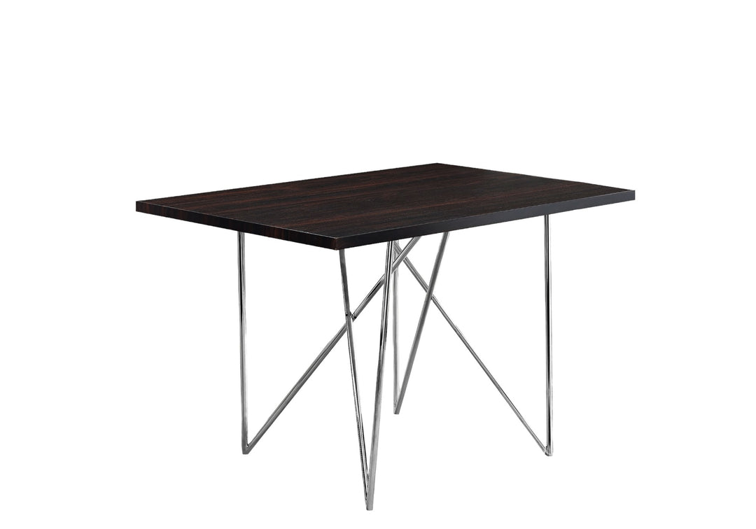 32-Inch Dark Brown & Silver Metal Rectangular Dining Table