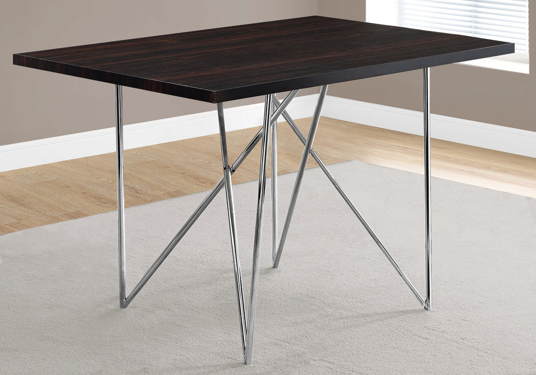 32-Inch Dark Brown & Silver Metal Rectangular Dining Table