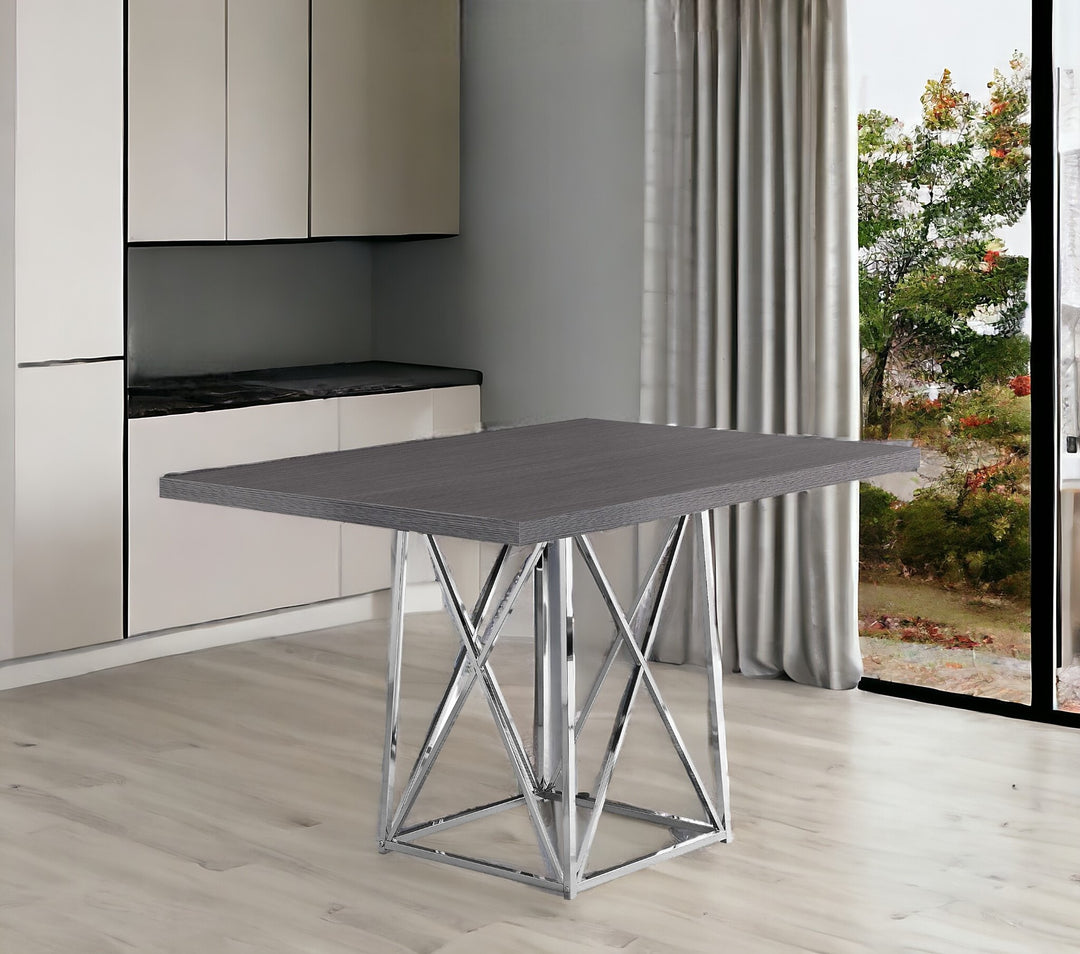 48" Taupe and Silver Rectangular Metal Dining Table