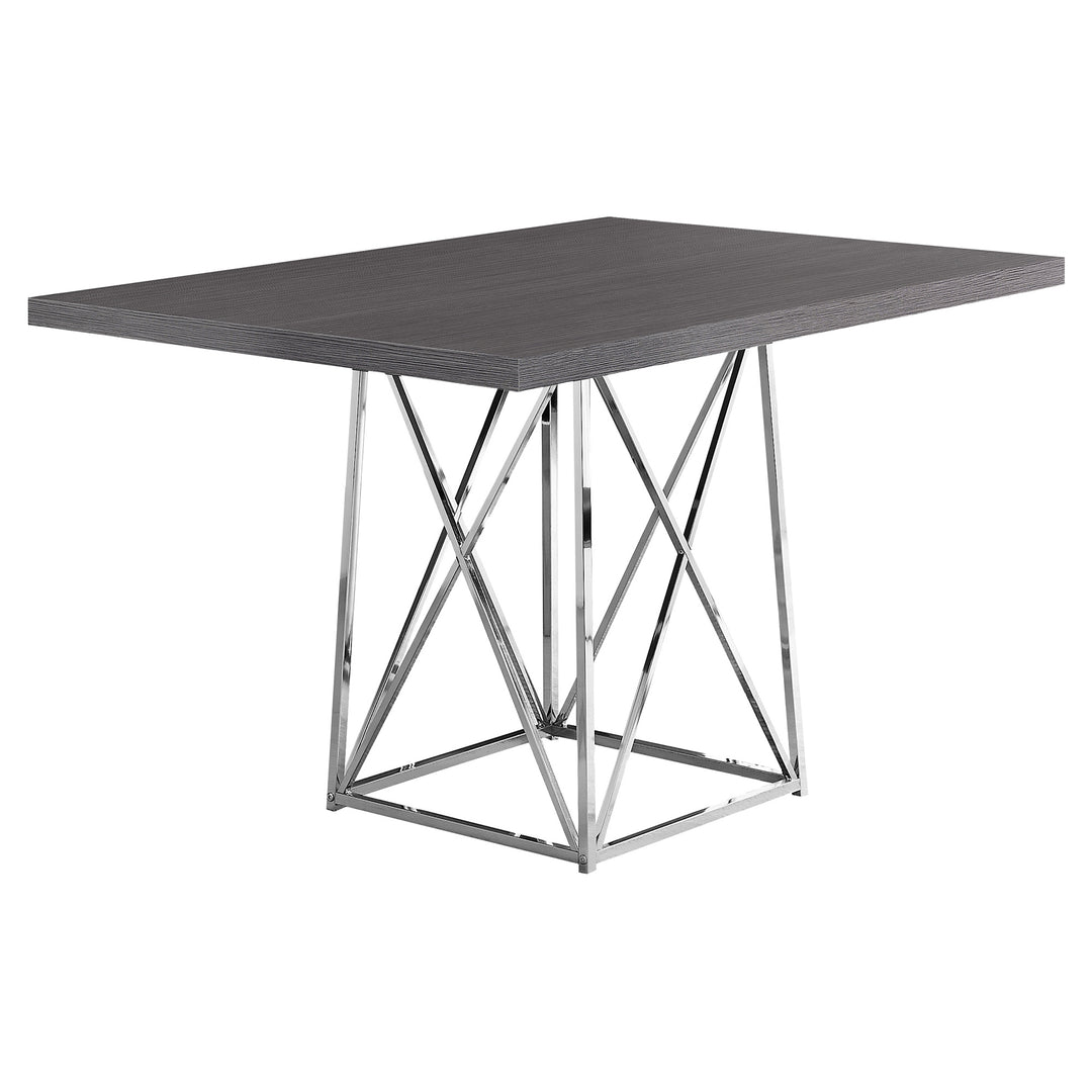 48" Taupe and Silver Rectangular Metal Dining Table