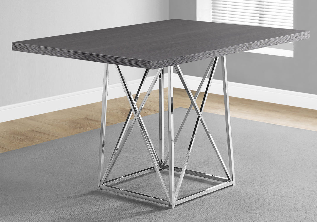 48" Taupe and Silver Rectangular Metal Dining Table