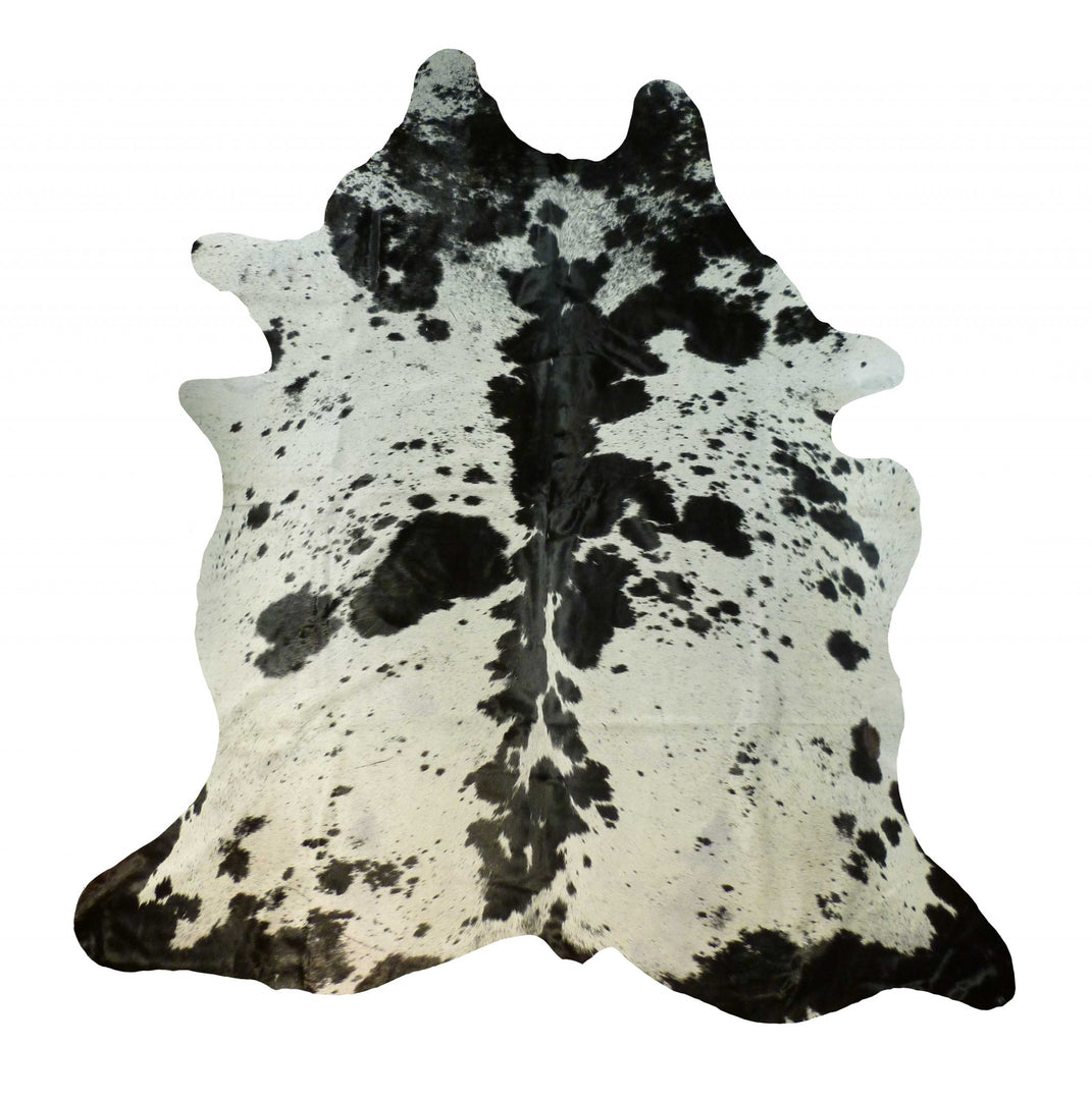 6.5 Ft  Black And White Brindled Cowhide Rug