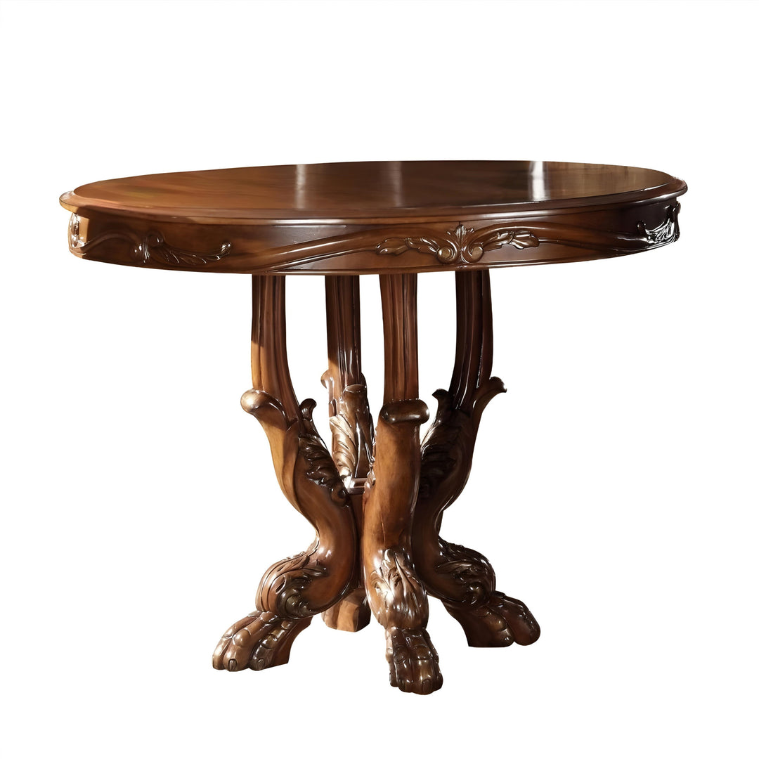 48-Inch Brown Round Solid Wood Dining Table