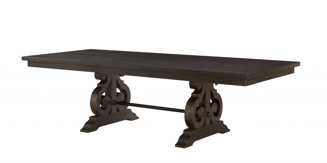 104" Rustic Brown Solid Wood Trestle Base Dining Table