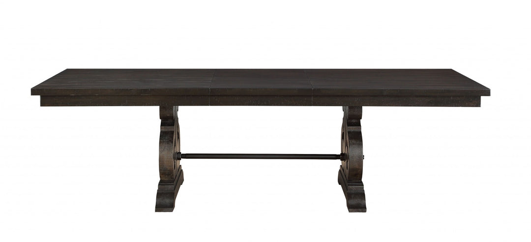 104" Rustic Brown Solid Wood Trestle Base Dining Table