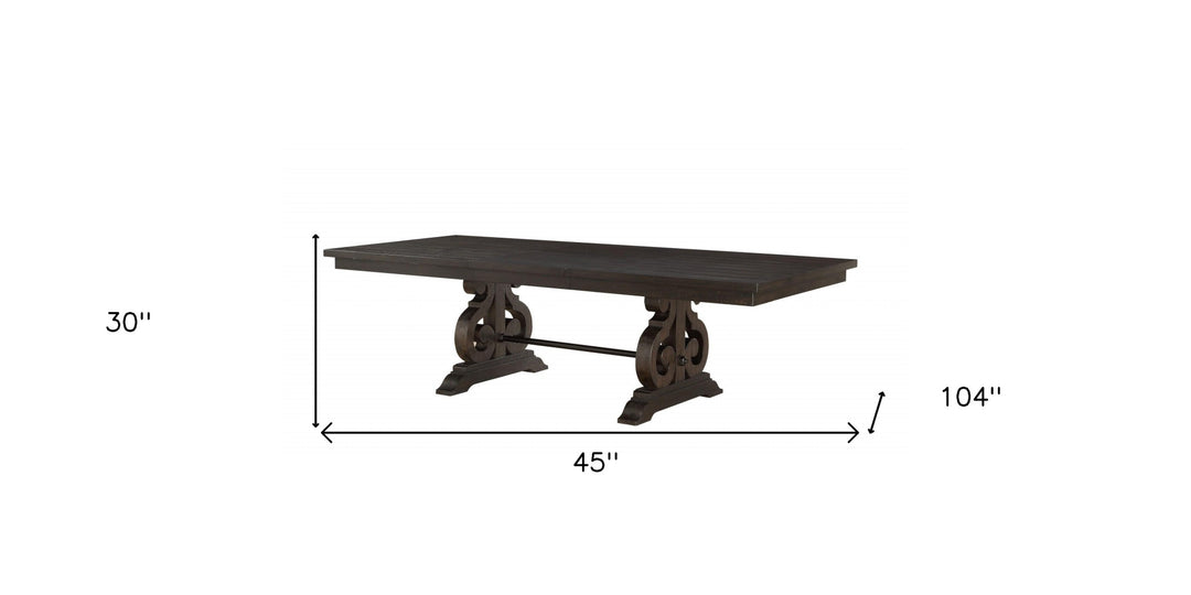 104" Rustic Brown Solid Wood Trestle Base Dining Table