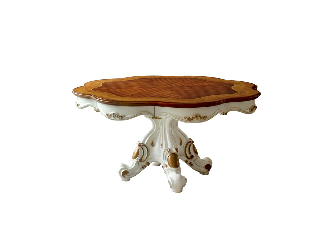 62" Two-Tone Oval Solid Wood Pedestal Dining Table