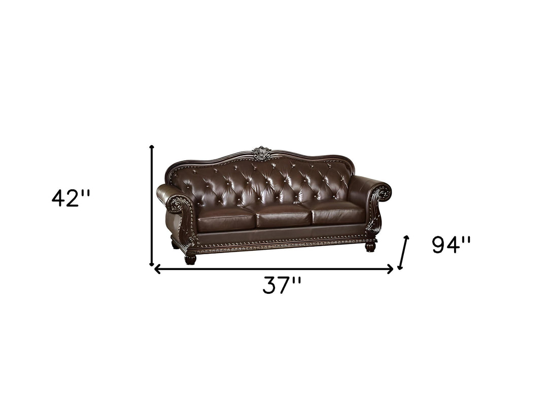 37" Espresso Top Grain Leather Sofa