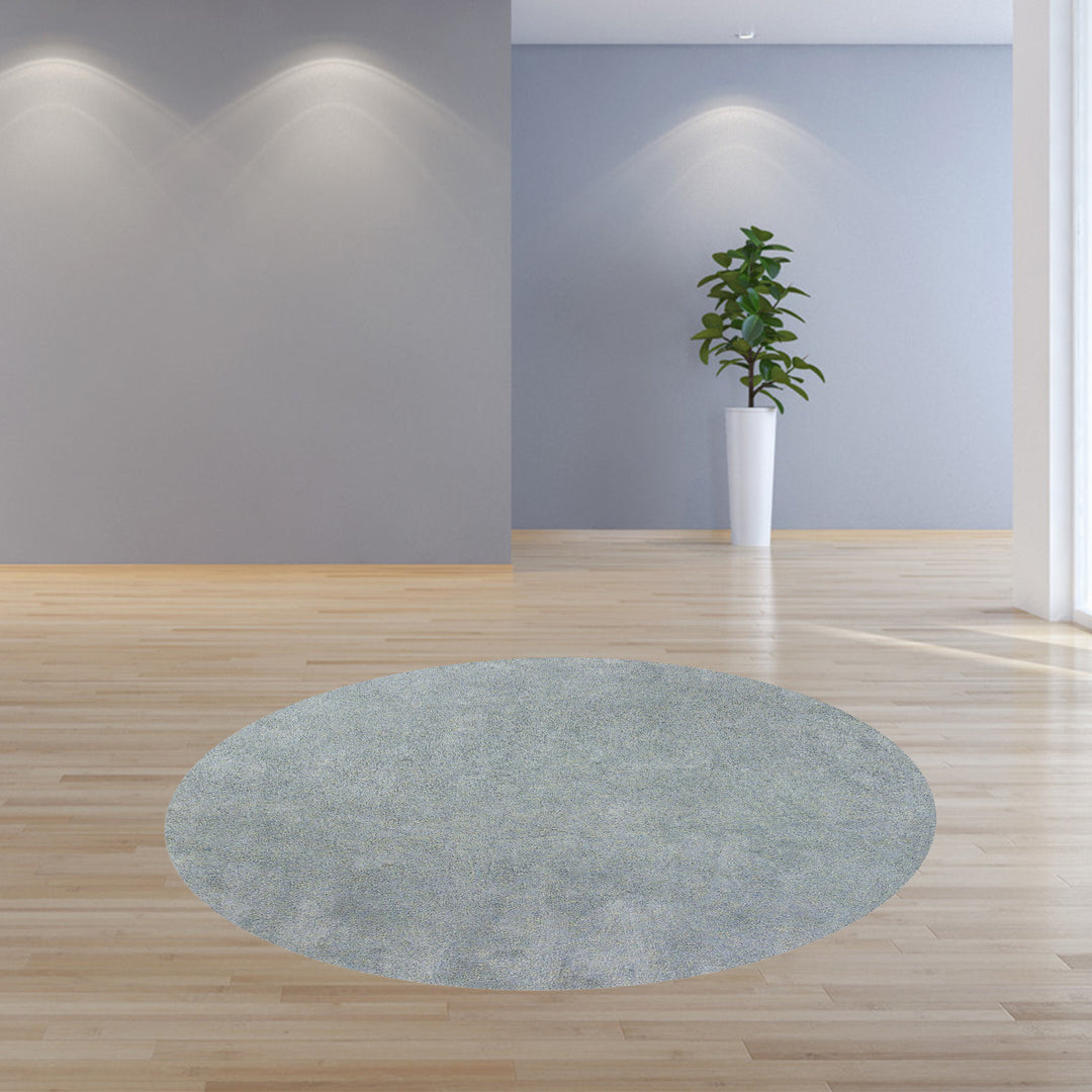 8' Round  Polyester Blue Heather Area Rug