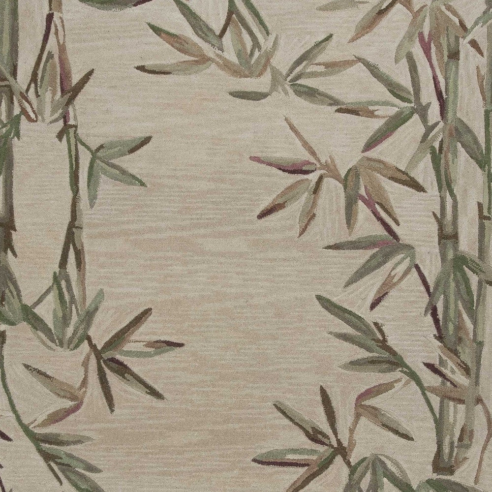 5' X 8' Ivory Hand Tufted Bordered Bamboo Indoor Area Rug