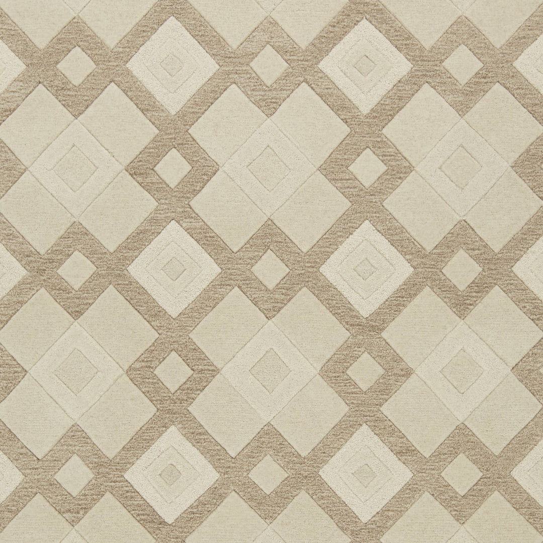 8' X 11' Ivory Wool Geometric Hand Tufted Area Rug