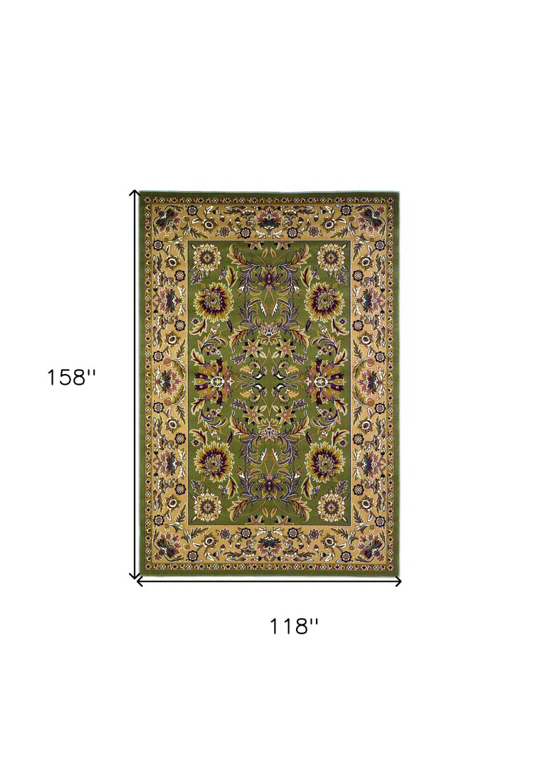 10' X 13' Green Taupe Machine Woven Floral Traditional Indoor Area Rug