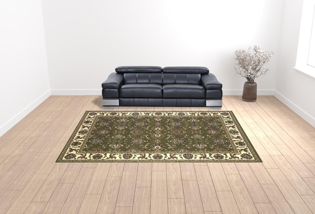 9' X 13'  Polypropylene Green Or  Ivory  Area Rug