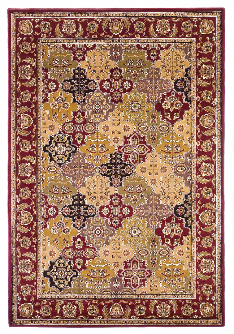 10' X 13' Red Machine Woven Traditional Quatrefoil Indoor Area Rug