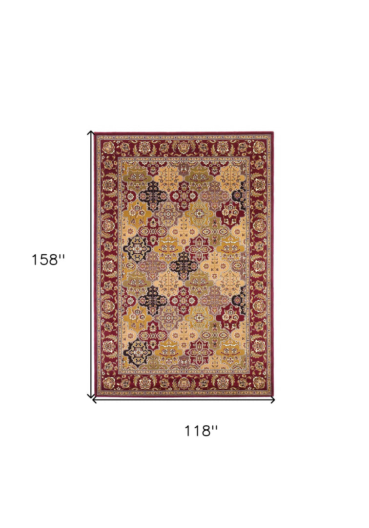 10' X 13' Red Machine Woven Traditional Quatrefoil Indoor Area Rug