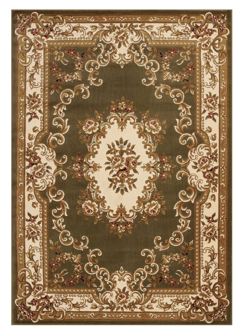 7' X 10'  Polypropylene Greenor Ivory Area Rug