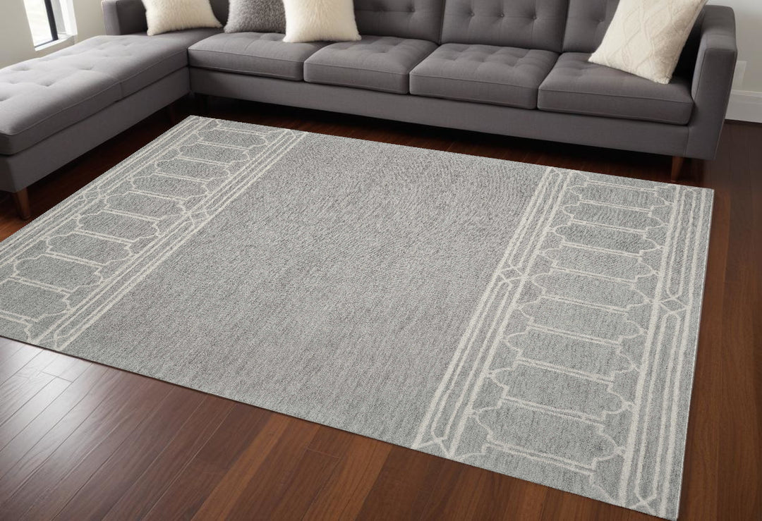 8' X 10'  Wool Grey Area Rug