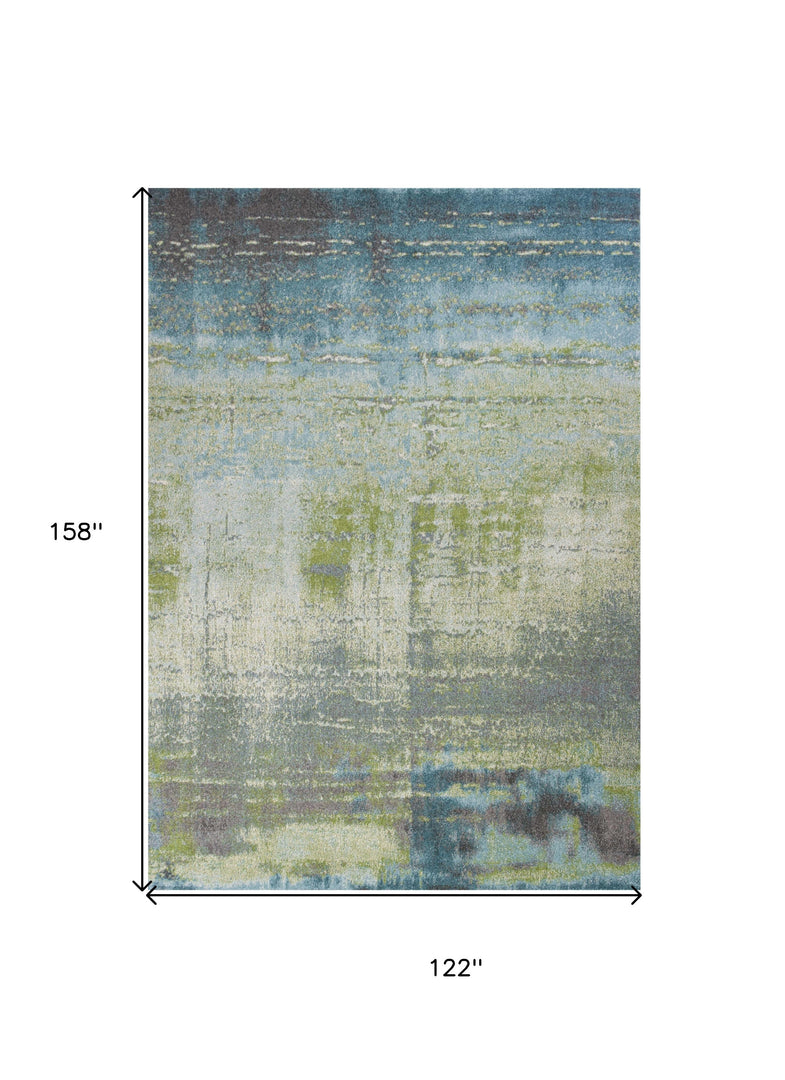 7' X 10' Blue and Green Area Rug