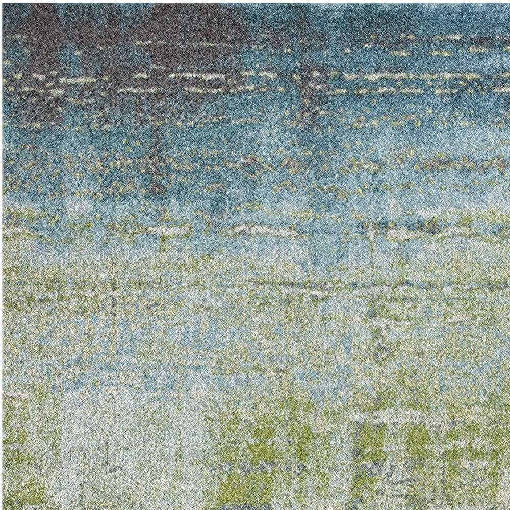 7' X 10' Blue and Green Area Rug