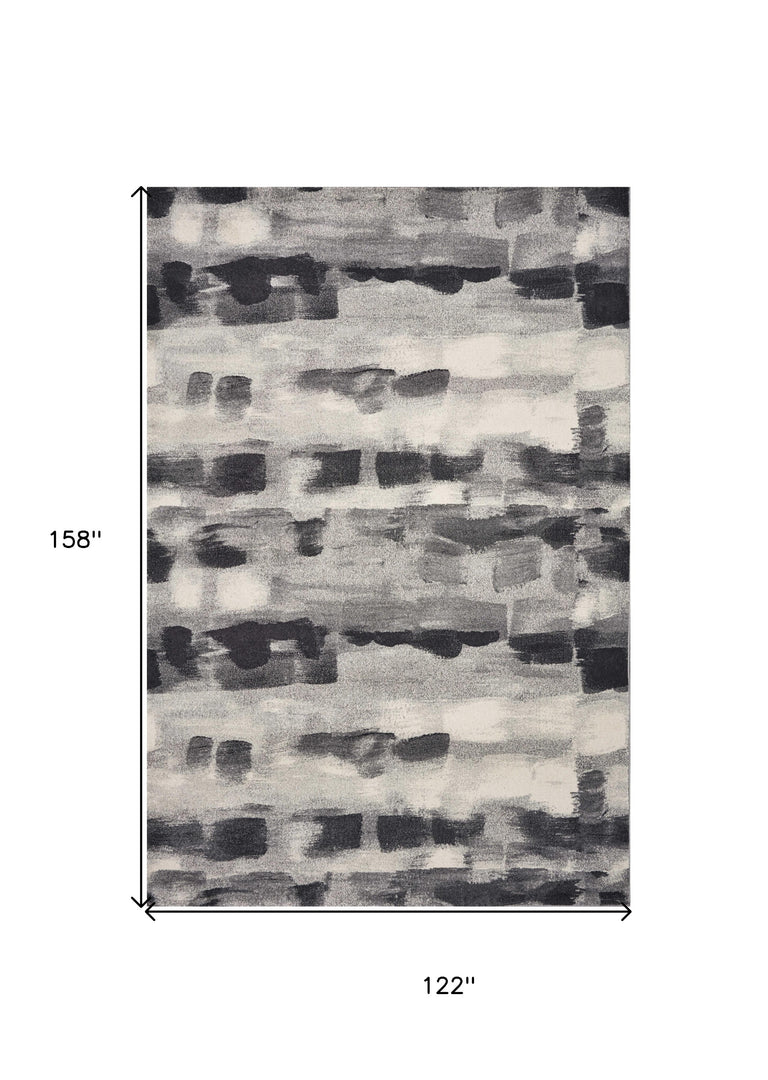 10' X 13' Shades Of Grey Machine Woven Abstract Brushstroke Indoor Area Rug