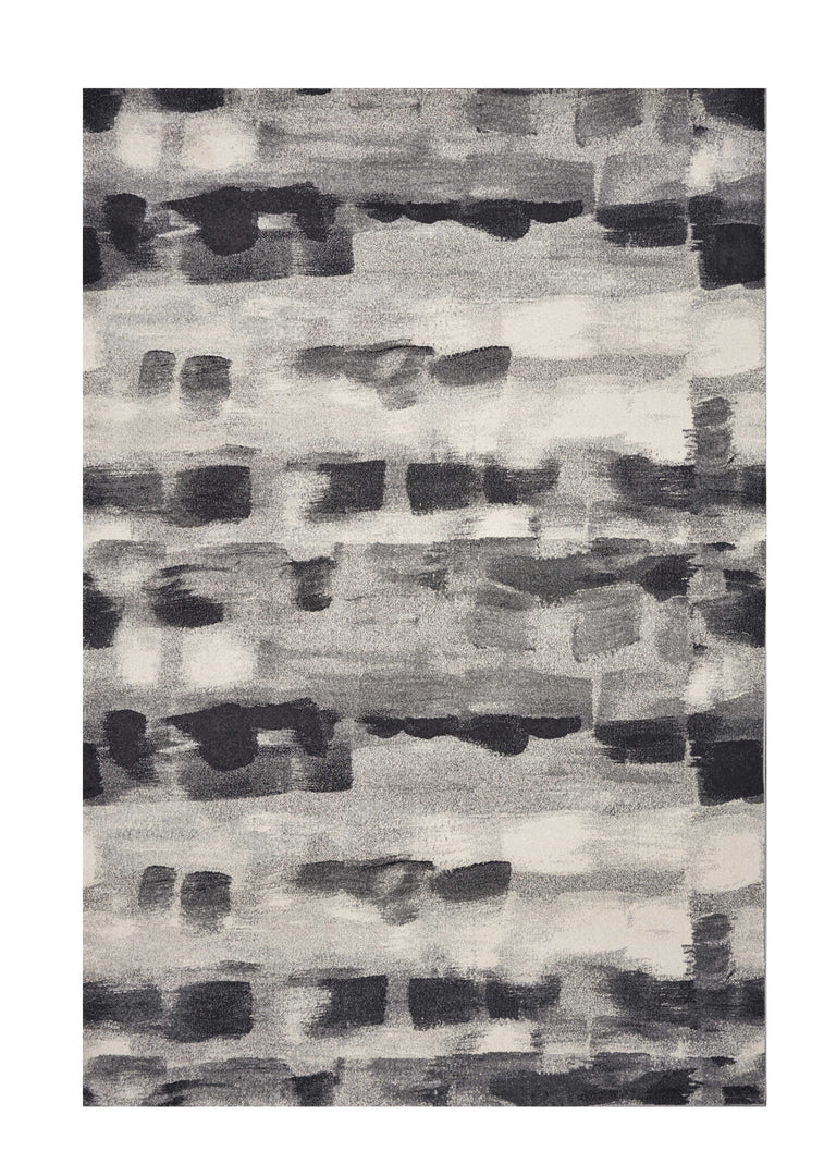 10' X 13' Shades Of Grey Machine Woven Abstract Brushstroke Indoor Area Rug