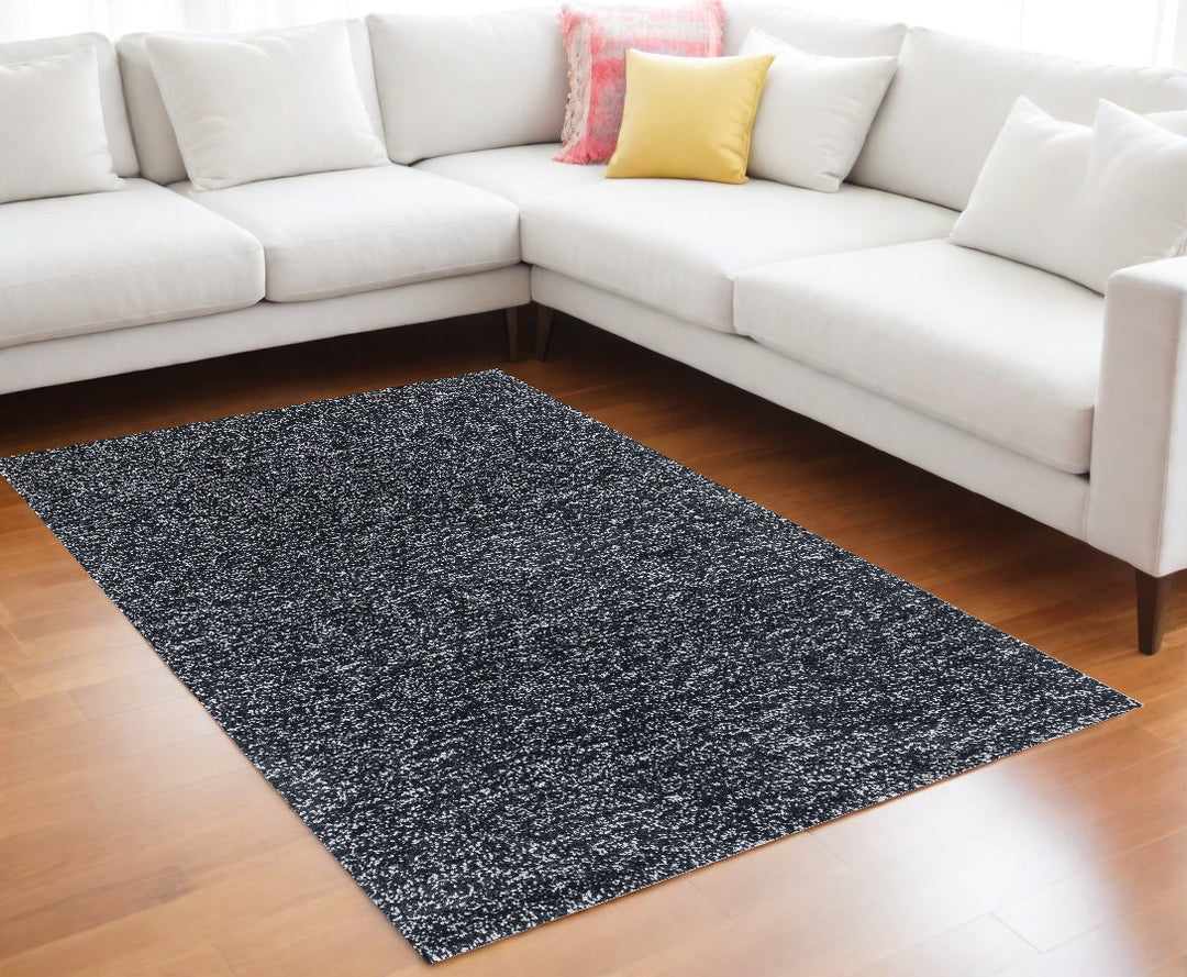 8' Black Heather Round Indoor Shag Rug