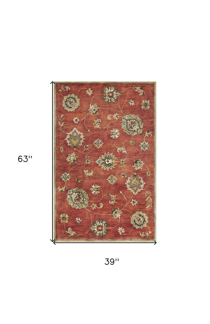 9' X 13' Sienna Orange Wool Handmade Area Rug