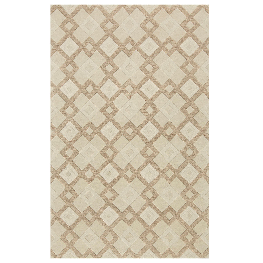 8' X 11' Ivory Wool Geometric Hand Tufted Area Rug