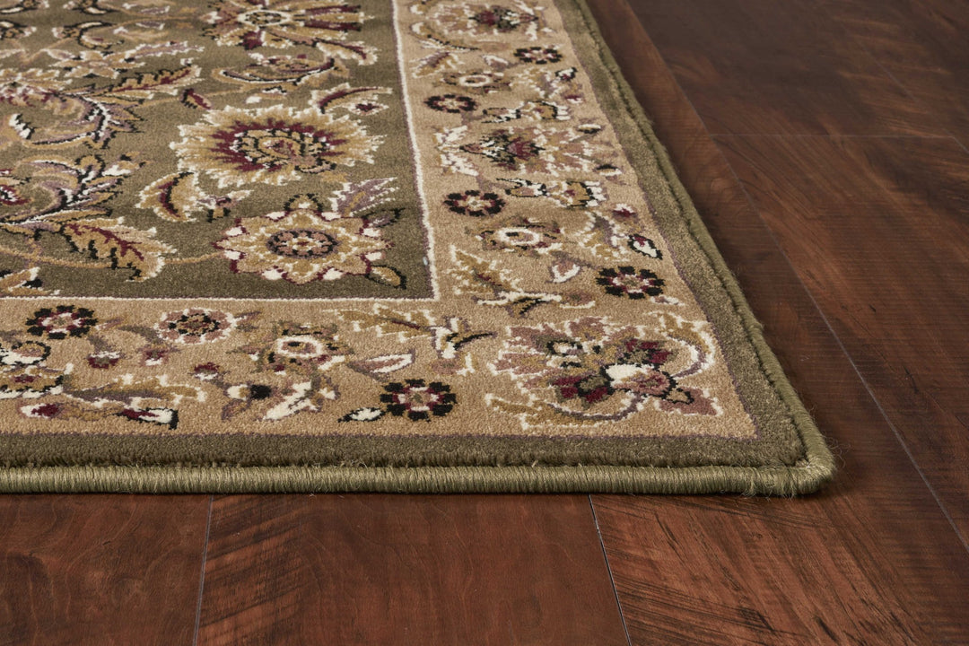 10' X 13' Green Taupe Machine Woven Floral Traditional Indoor Area Rug