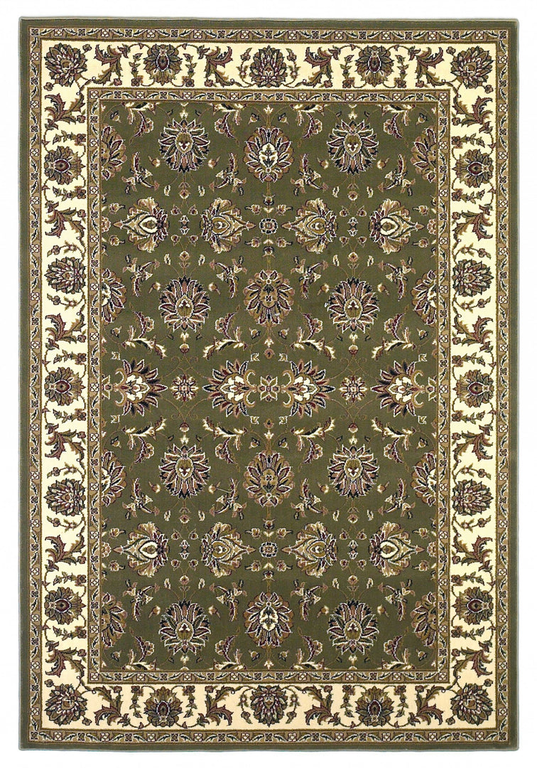 9' X 13'  Polypropylene Green Or  Ivory  Area Rug