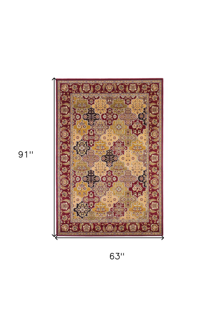 10' X 13' Red Machine Woven Traditional Quatrefoil Indoor Area Rug