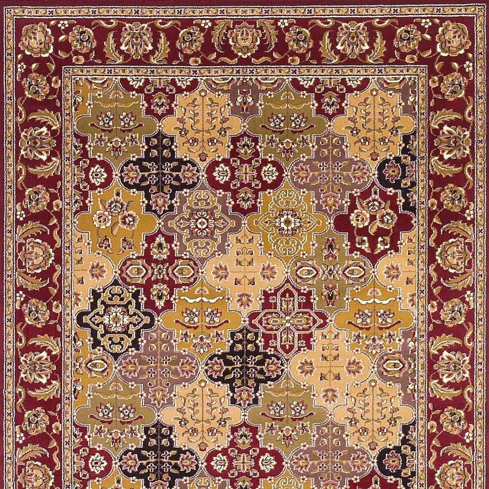 10' X 13' Red Machine Woven Traditional Quatrefoil Indoor Area Rug